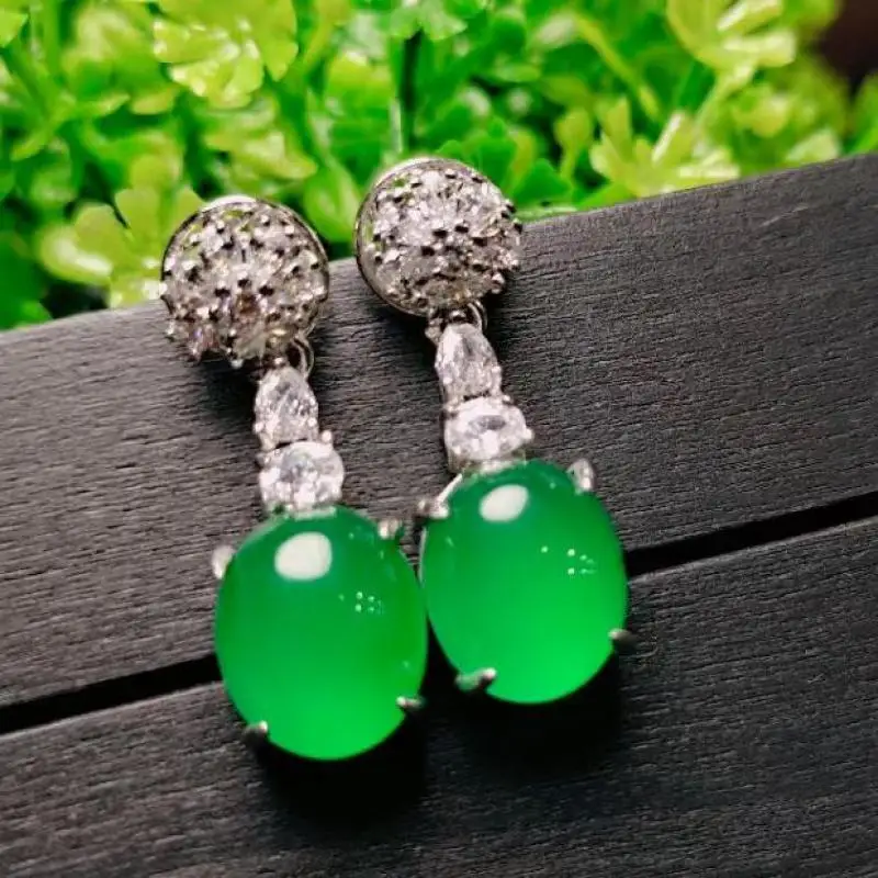 Зеленые Серьги из халцедона Женские Ювелирные изделия натурального нефрита