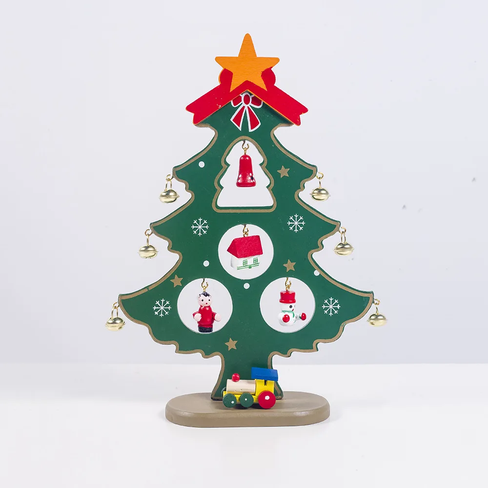 DIY Деревянные Рождественские елки настольные фигурки украшения Детские подарки