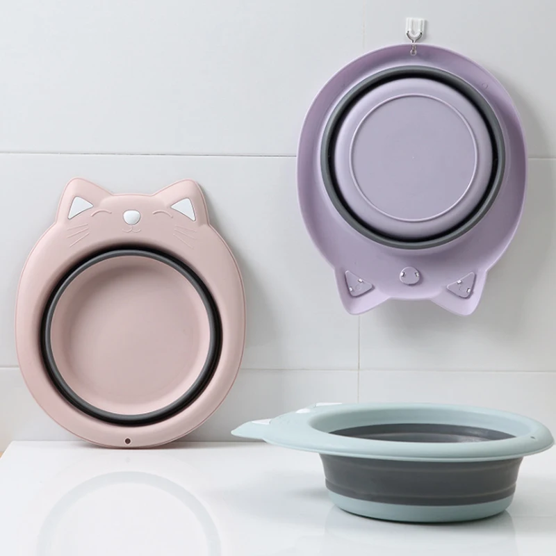 Складная детская раковина Portable Folding Silicone Tourism Outdoor Camping Storage Bucket Children Bathroom Foot Basin.