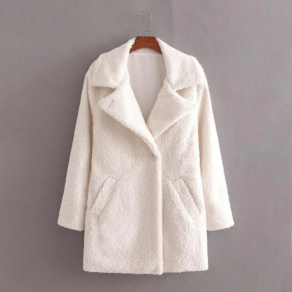 

Autumn winter Solid color button coat women's casual fashion all-match 2020 new lapel long-sleeved solid color woolen coat women
