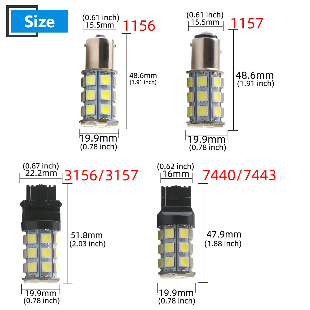 2X DC12V p21w 1156 BA15S 5050 27 SMD BA15D 1157 P21/5W 3156 3157 7440 Светодиодная лампа для стоп сигнала
