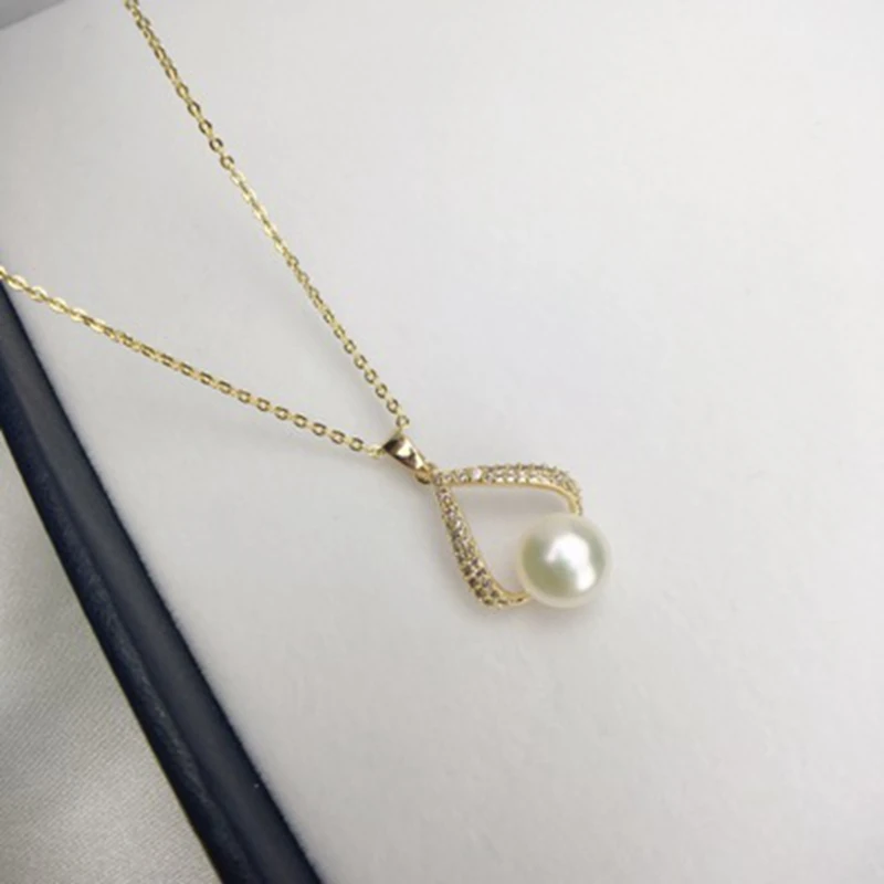 

2PCS Color Retention 14K True Gold Filled Natural 8-9MM Freshwater Pearl Pendant Necklaces Original Design DIY Jewelry