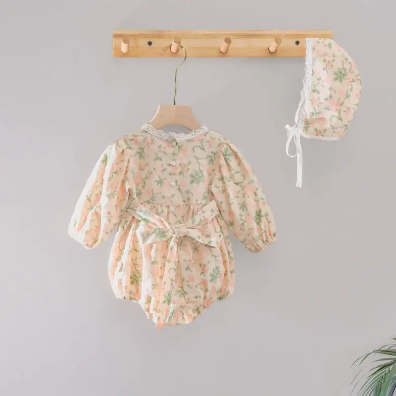 

Spring Family Matching Clothes Baby Girl Clothing Kids Floral Romper Dress Sister Matching Cotton Outfits Girl Vintage Coveralls