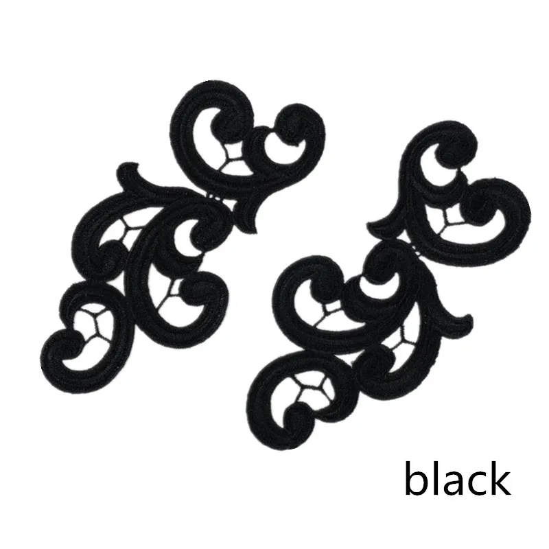 black Zsbszc DA89 белый черный вышитый цветок кружевные нашивки-аппликации воротник торжественное платье аксессуары для торжеств ткань 17 см* 9 см, партия из 5 пар - Цвет: black