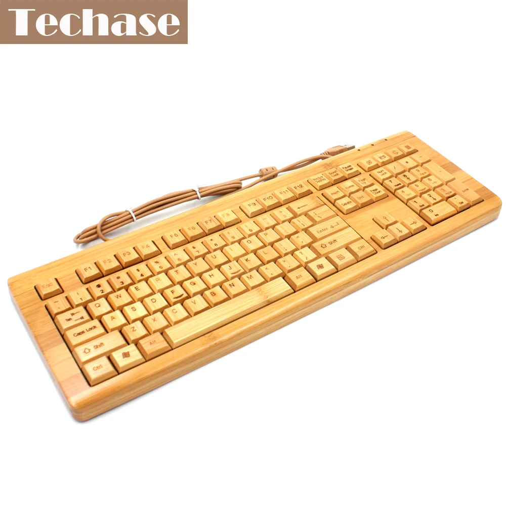 Techase стандартная клавиатура игровая KU308 бамбуковая мембранная клавиатура многофункциональная деревянная клавиатура Mekanik Klavye Teclado Gamer
