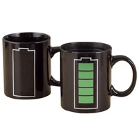 battery charging heat sensitive color changing coffee mug funny tea mug add hot liquid and watch battery turn to be full