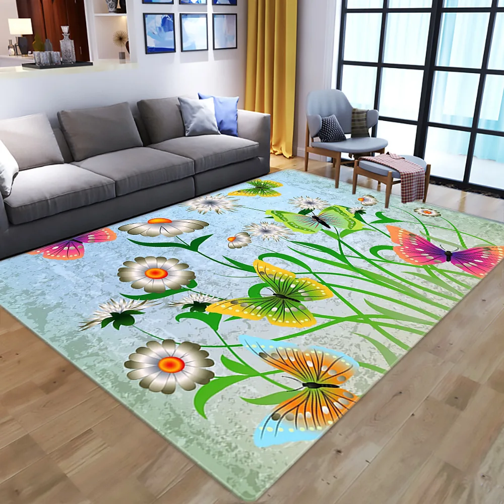 

Nordic 3D fantasy butterfly carpet living room bedroom carpet cartoon animal children play mat soft carpet can be customized