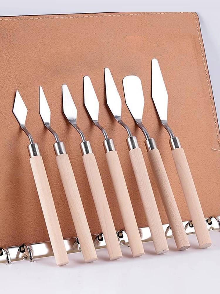 

7Pcs Painting Knives Kit Stainless Steel Spatula Palette Gouache Supplies For Oil Fine Arts Painting Tool Set Flexible Blades