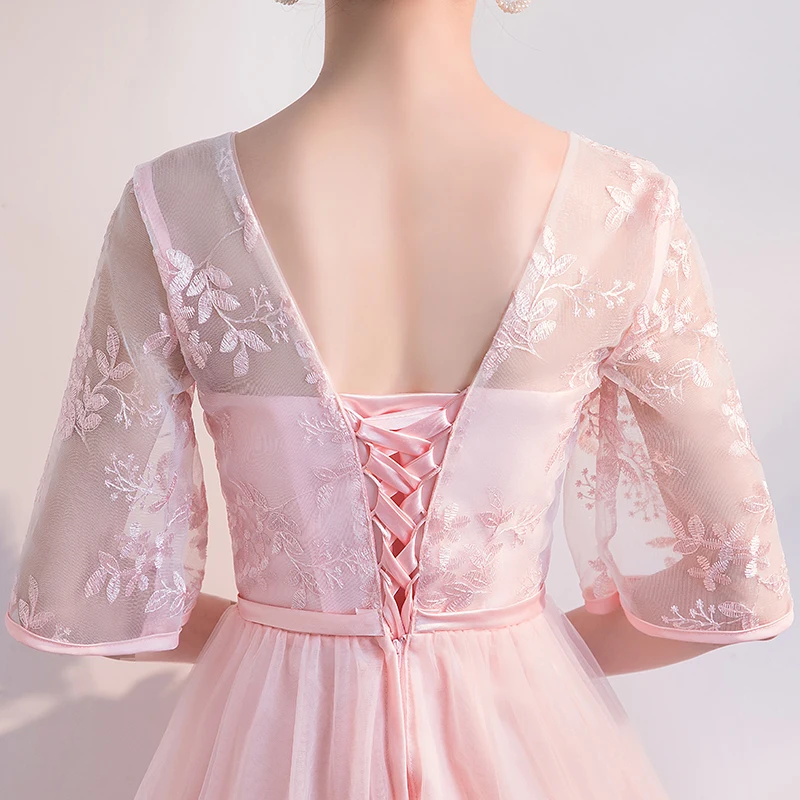 Тюлевое платье ниже колена размера плюс розовое элегантное подружки невесты с