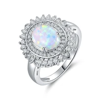 hot sell elegant glaring unique design round flower pattern rings jewelry christmas birthday gifts bridal engagement party rings