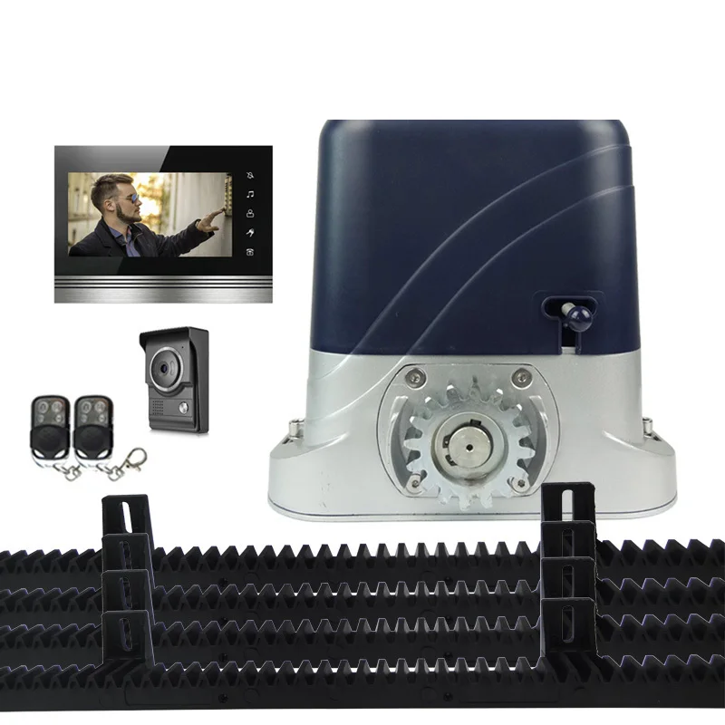 

Wired Video Door Phone Visual Video with 500kg Automatic sliding gate opener motor operator 4m nylon rack 2ps remote
