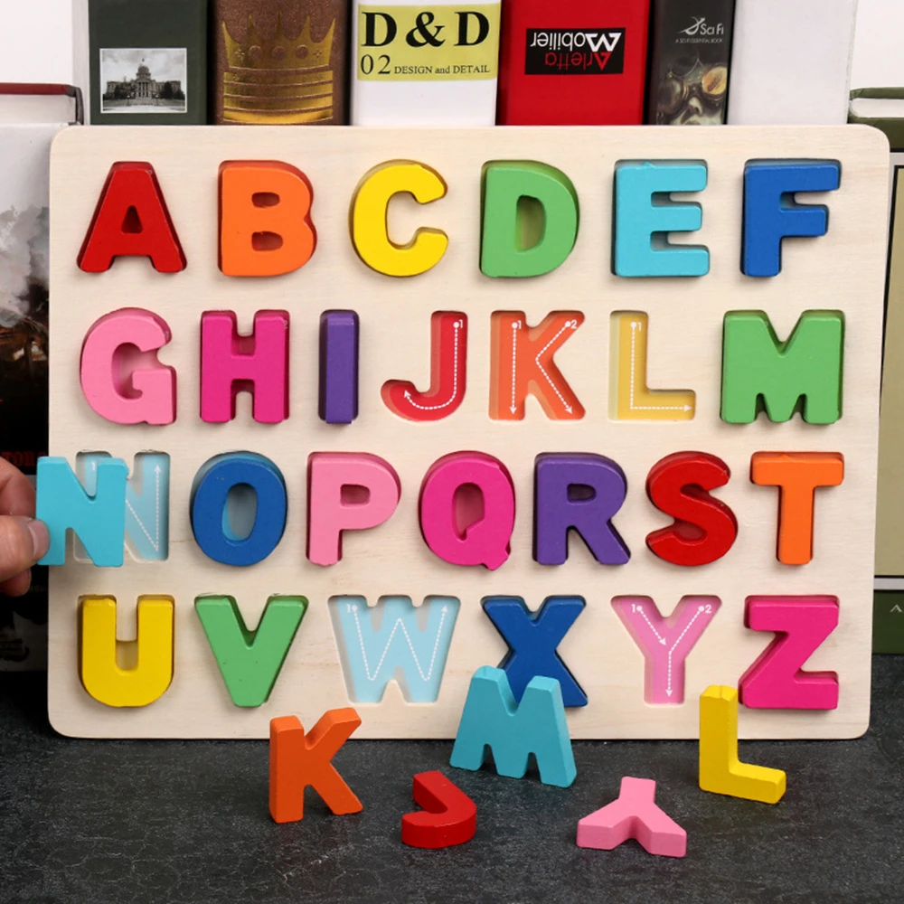 

Дети 3D головоломки деревянные буквы алфавита цифры головоломки ребенка раннего обучения дошкольного образования игрушки для детей