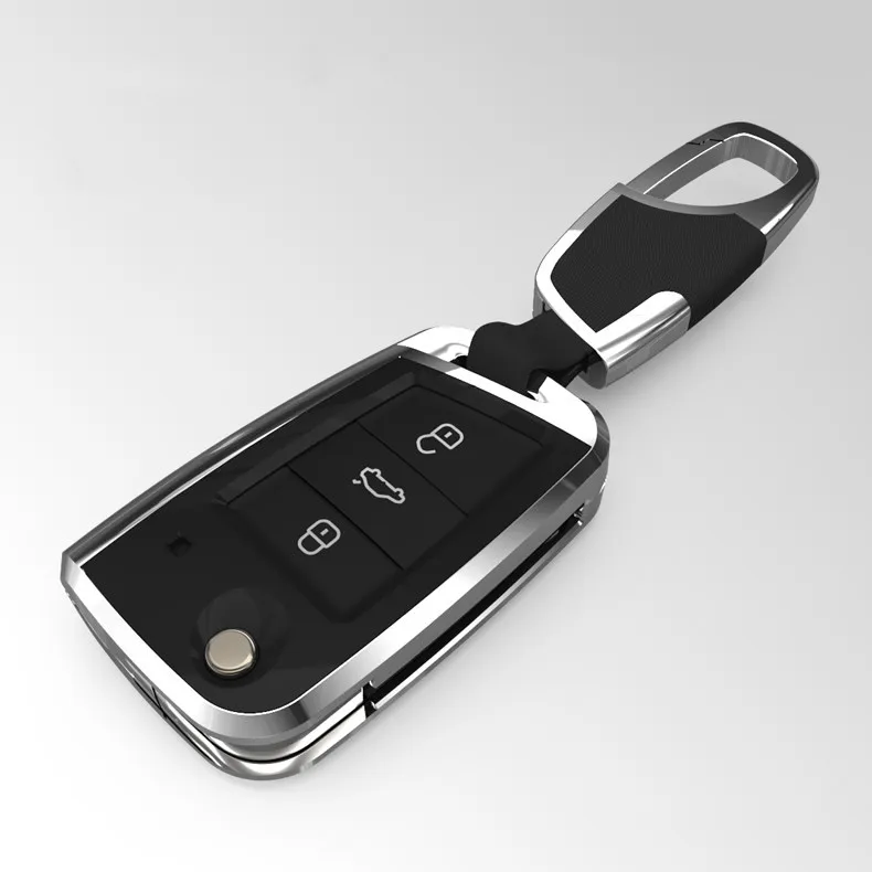 Black-metal buckle Автомобильный чехол для ключей защитный чехол для ключей брелок держатель для Volkswagen Lavida Plus Tiguan Bora L Touran L Golf автомобильные аксессуары - Название цвета: Black-metal buckle