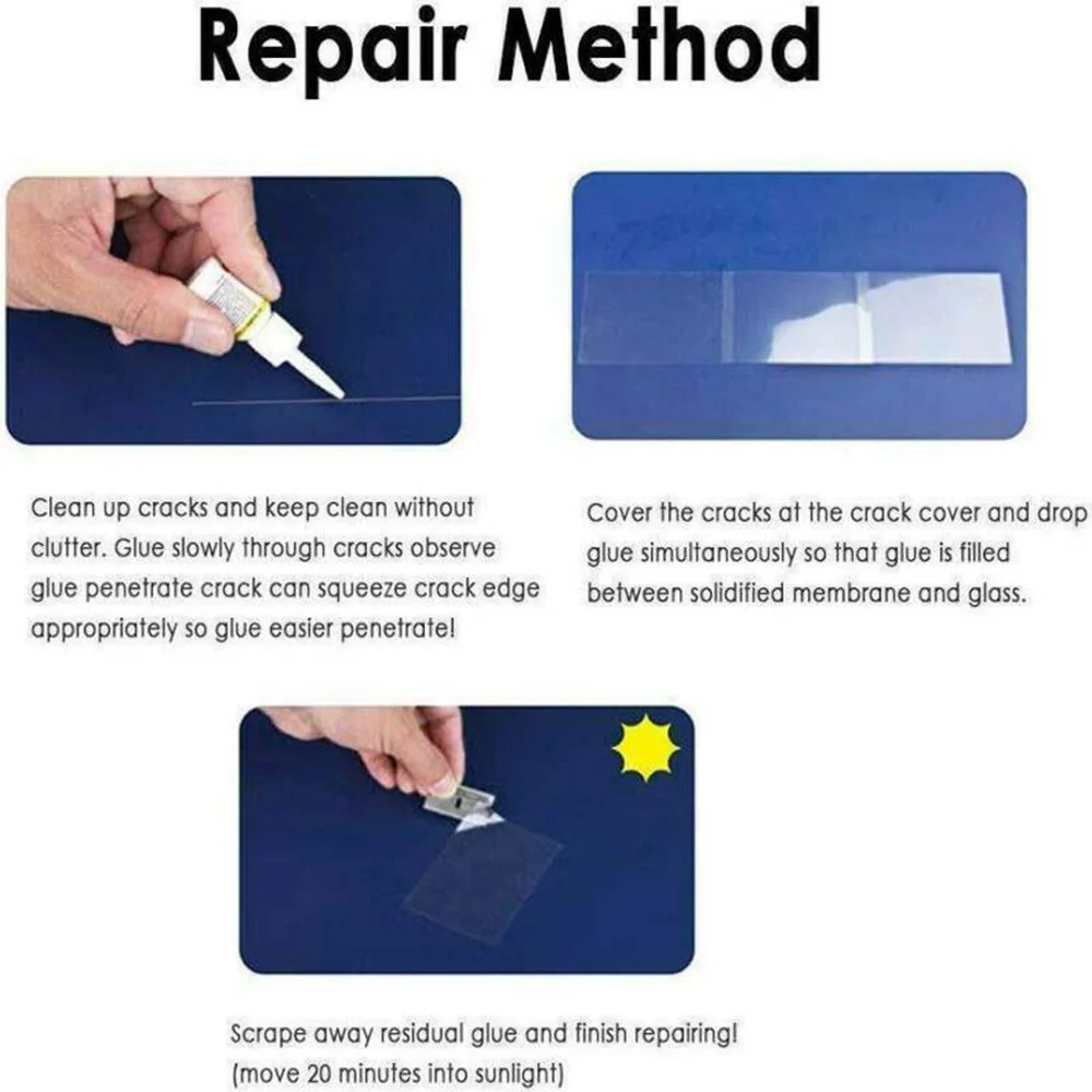 

Car Repair Fluid Chip Crack Fluid Glass Repair Set Window 2 PCS Automotive Durable