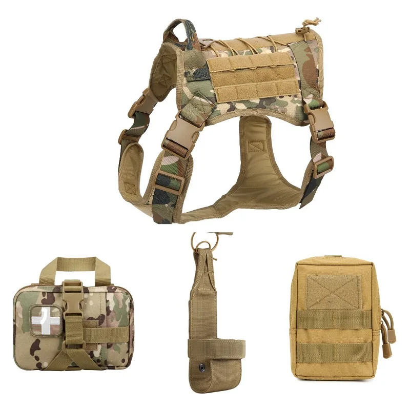 

Adjustable Tactical Service Dog Vest Training Hunting Molle Nylon Water-resistan Military Patrol Dog Harness with Handle Hunting