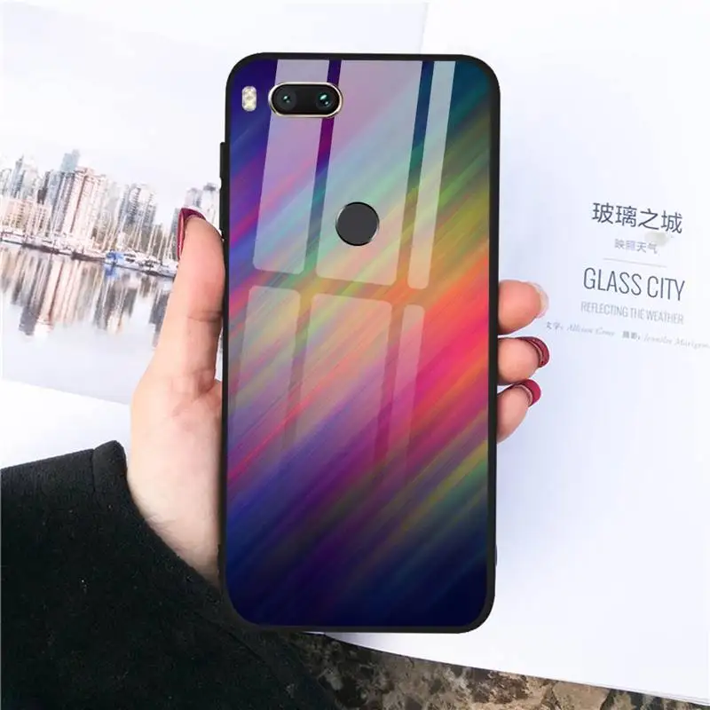 

Gradient color texture Phone Case Tempered glass For xiaomi 6 8 lite se MIX2 2S Redmi 4X 5 6 6a note 4 5 6 7
