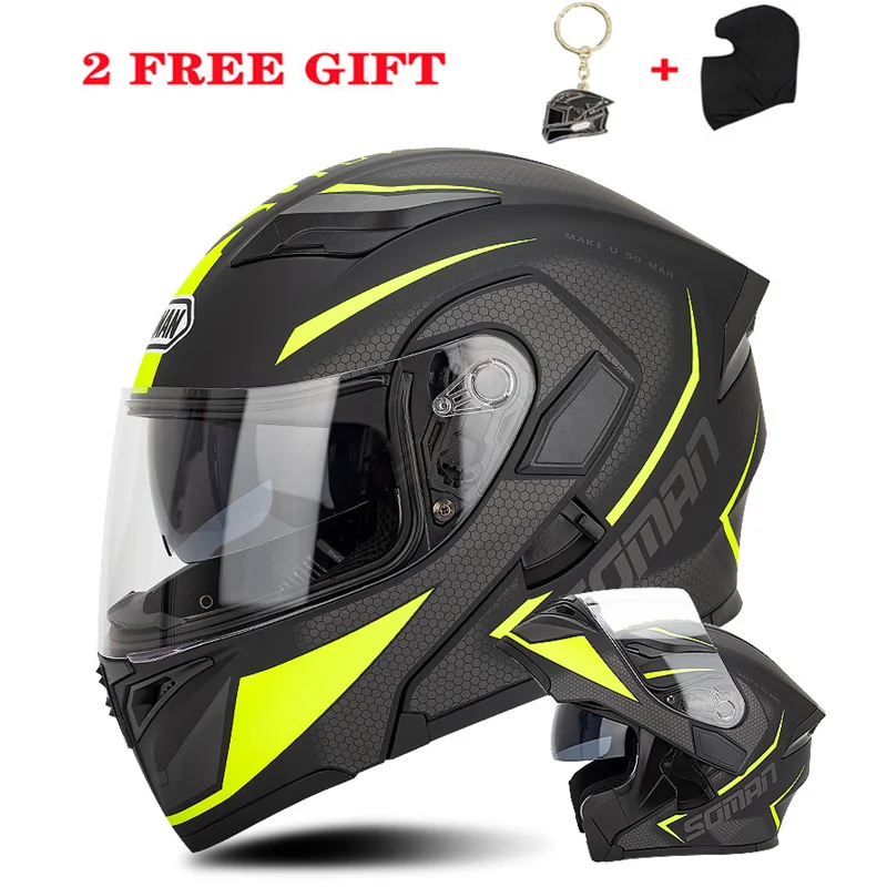 

Мужской мотоциклетный шлем Flid Up защитные шестерни безопасный крутой точечный утвержденный двойной козырек Casco Moto езда гоночный Город Велос...