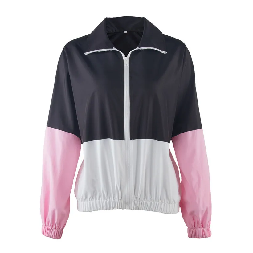 Женская куртка водонепроницаемая короткая на молнии розовая весна-осень верхняя