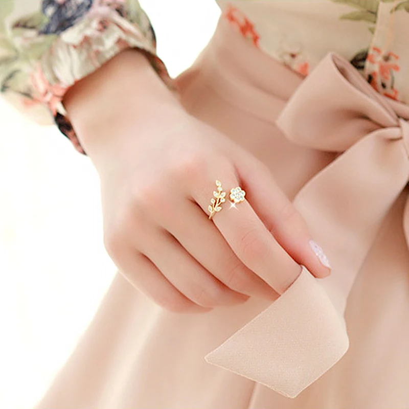 Регулируемый Кольца для Для женщин золото Цвет серебро цветок кольцо мини