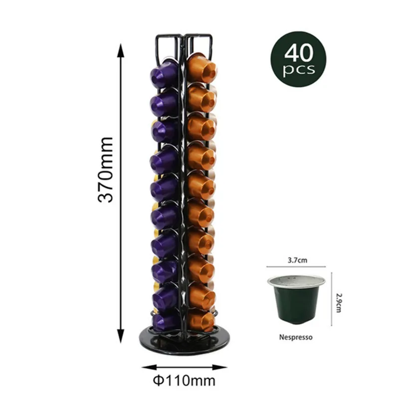 Nespresso Pod Holder Black Rack Rotatable Plating Stainless Metal Capsule Coffee Storage 40 PCS Capsules Racks | Дом и сад