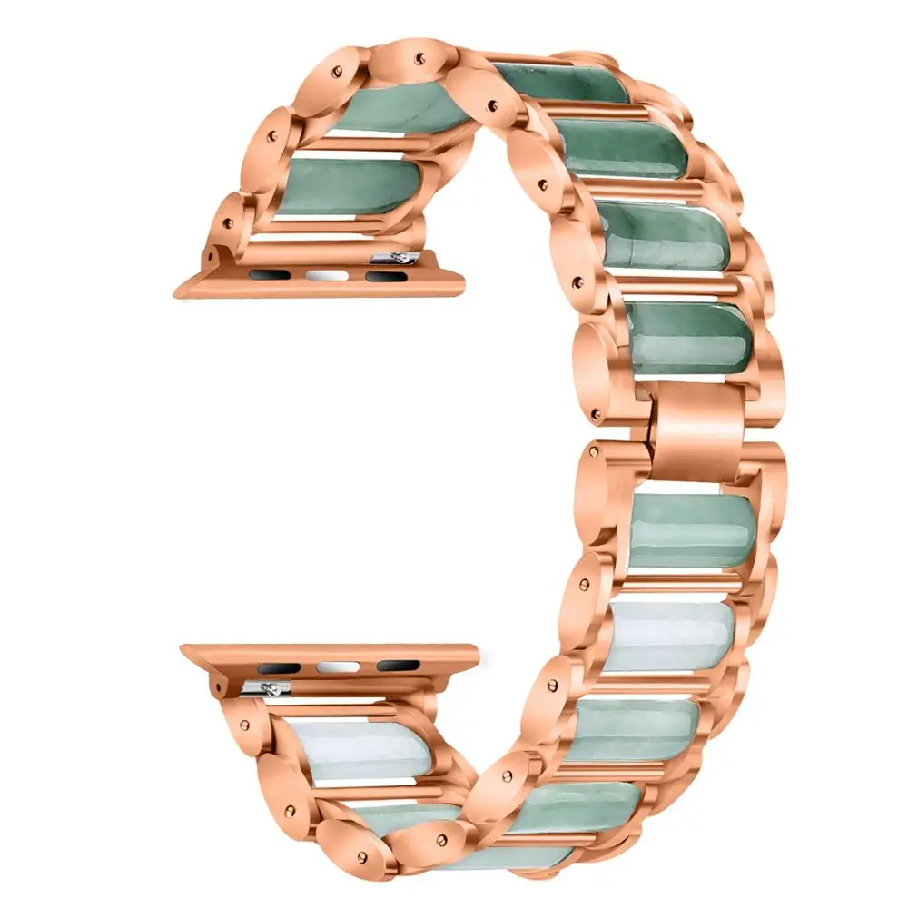 

Nature Burma jade watch bands for apple watch 1/2/3/4/5 Fashion jewelry stone watch straps