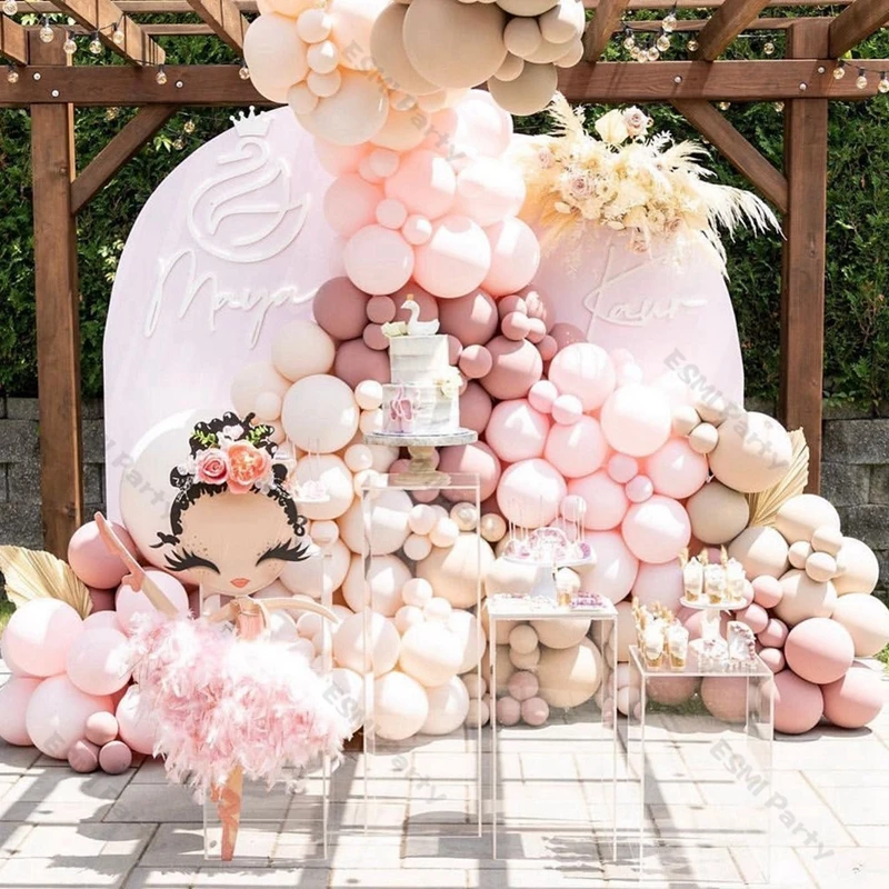 

226pcs Macaron Baby Pink Balloons Garland DIY Wedding Anniversary Decoration Doubled Apricot Ballon Arch Birthday Party Decor