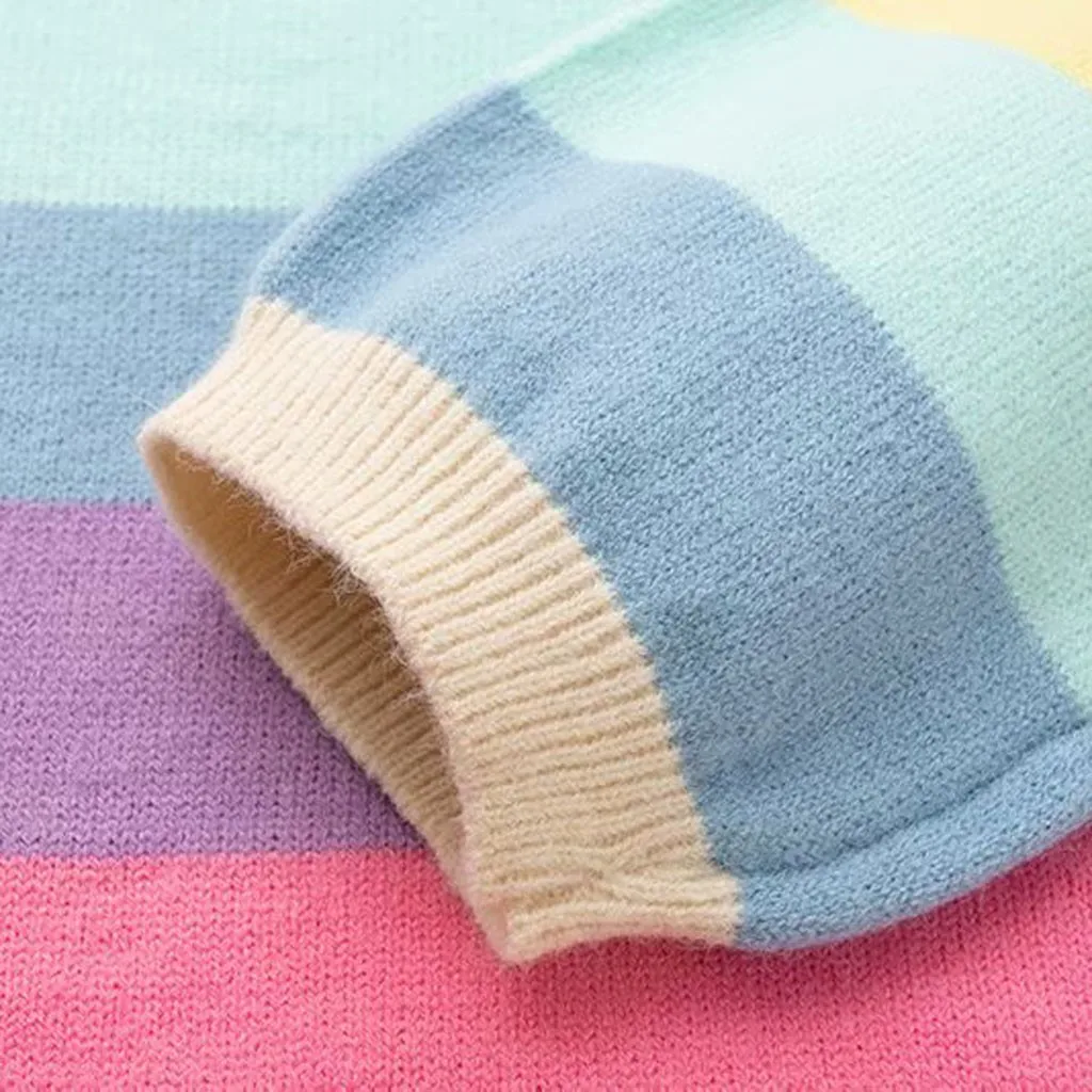 Женский трикотажный свитер-водолазка Свободный джемпер с разноцветным радужным