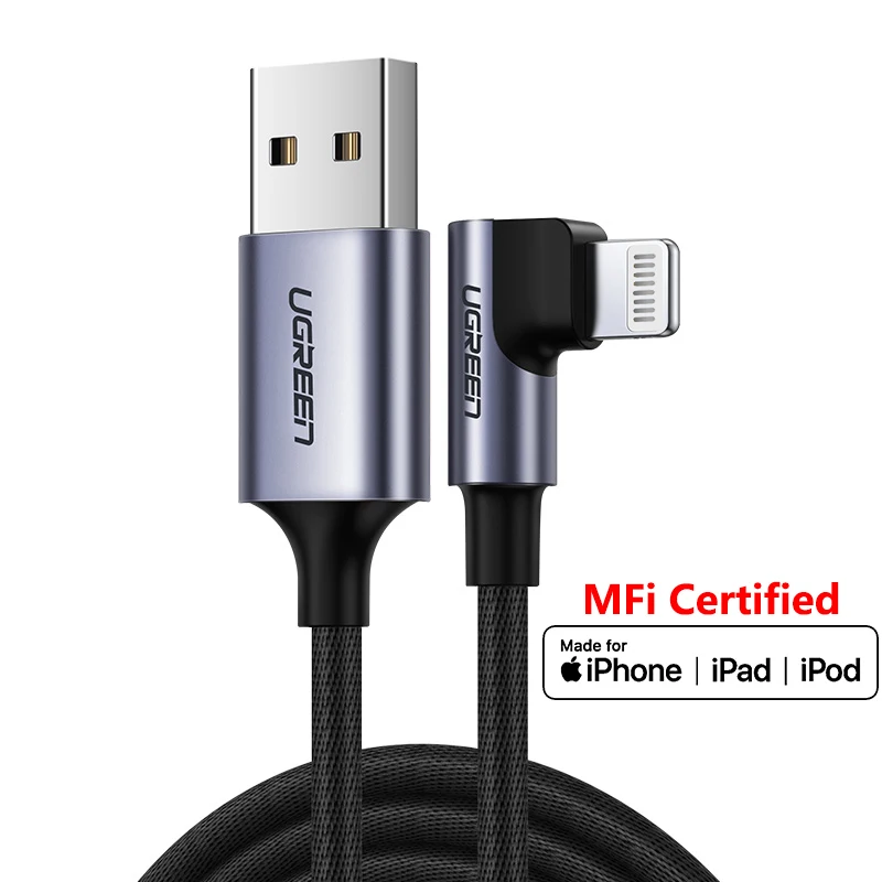 

Original 90 degree MFI USB lightning charging cable charger for iPhone 12 11 xs xr 8 7 6s plus 5 apple ipad pro Data cable 1m 2m