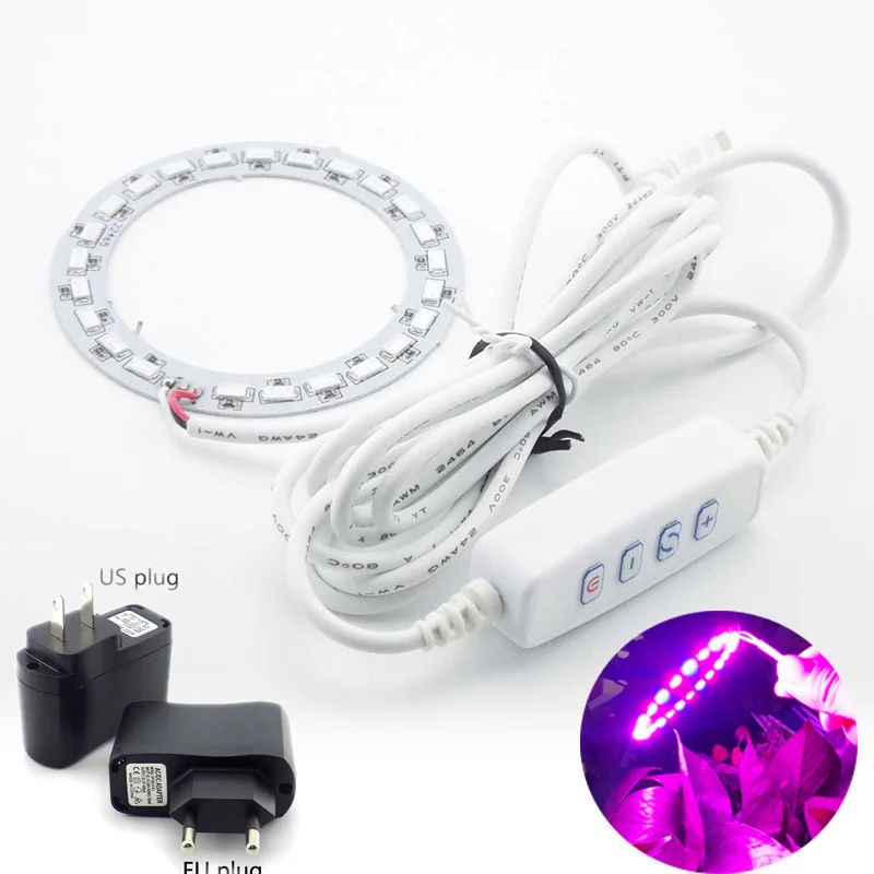 24 Led Chips Indoor Flower Lamp 5730 Smd Desk Growing Lamp Hydro Dimmable Cable For Succulent Potted