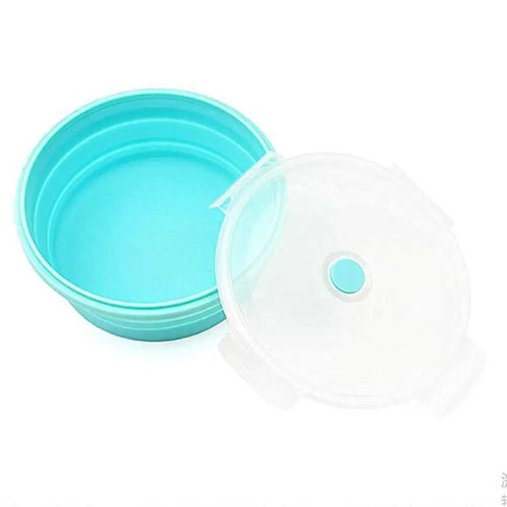 Fda Портативный складной Ланч бокс круглый силиконовый для микроволновой печи