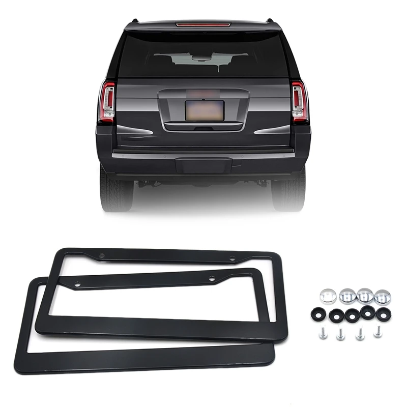 2 шт. отверстия черная металлическая рамка для номерного знака из нержавеющей