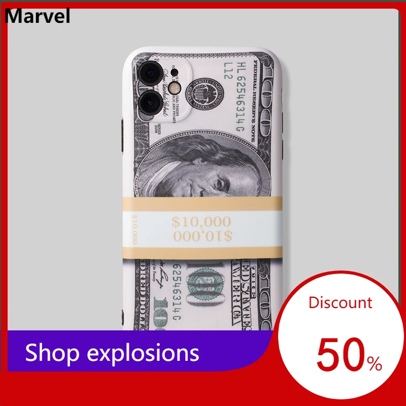

Funny Money Dollar Phone Case For iphone 11 Pro Max 12 Mini 7 8 Plus X XR XS SE 2020 Rich Soft Protective Back Cover Coque
