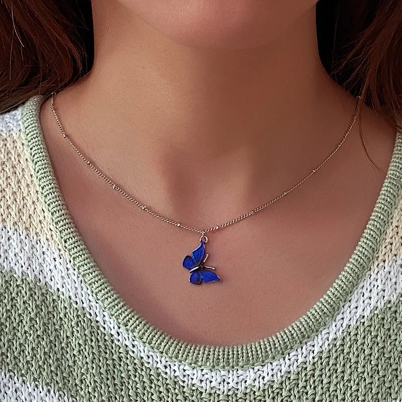 MiFaViPa богемное милое синее ожерелье чокер с бабочкой для женщин цепочка ключицы