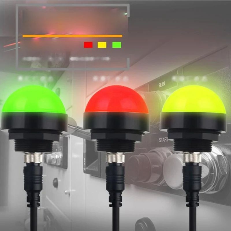 MINI luz LED de advertencia Tricolor, 3W, 24V, impermeable, a prueba de polvo, GX12 conector M12, lámpara de timbre Industrial con indicador de Metal