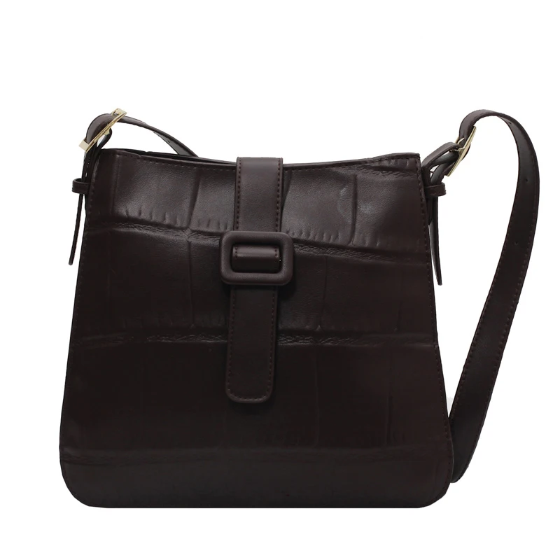 

[EAM] Women New Vintage Large Capacity PU Leather Flap Personality All-match Crossbody Shoulder Bag Fashion Tide 2021 18A1052