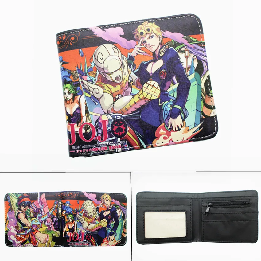 Аниме JoJo's Необычные Приключения PU короткий кошелек Двойные фото держатель для карт слоев мальчиков монета карман кожаный мультфильм печати кошелек