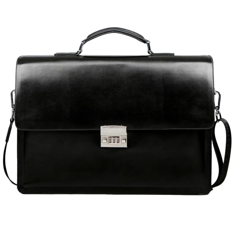 AUAU-Business Men's Bag Large Capacity Cowhide Leather Briefcase Combination Lock Shoulder Messenger 38X27X7cm | Багаж и сумки