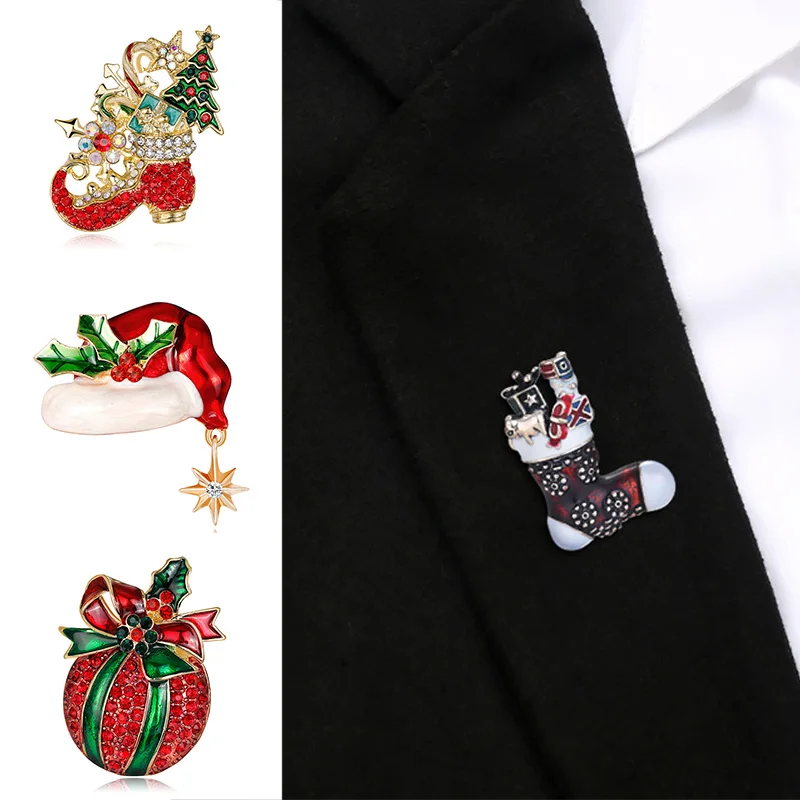 Модная Рождественская брошь креативный мультфильм Санта Клаус елка Лось Броши