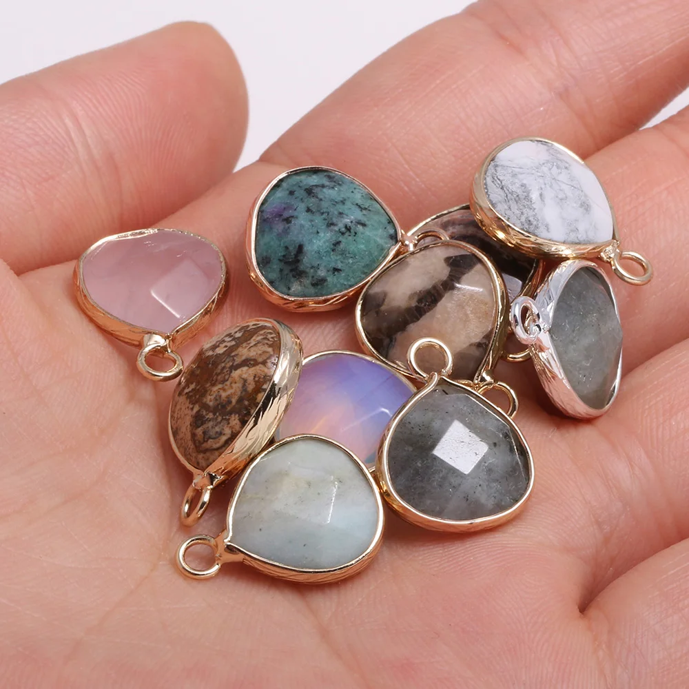 

3pcs Natural Stone Charms Pendants Faceted for Jewelry Making DIY Nacklace Earring Size17x20mm