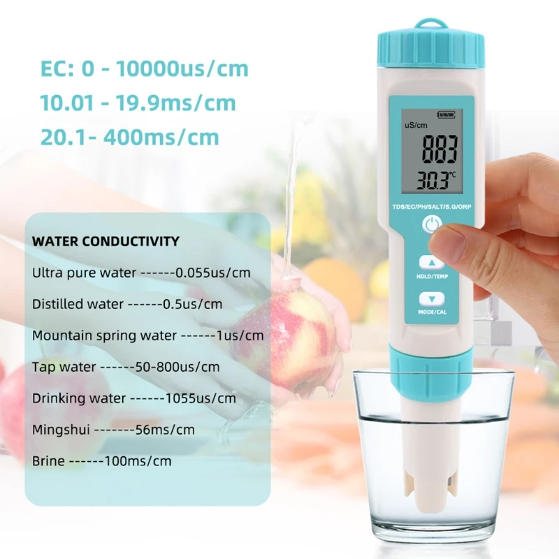 

Newest C-600 7 in 1 PH / TDS / EC / ORP / S.G / Salinity / Temperature Backlight PH Meter Water Quality Monitor