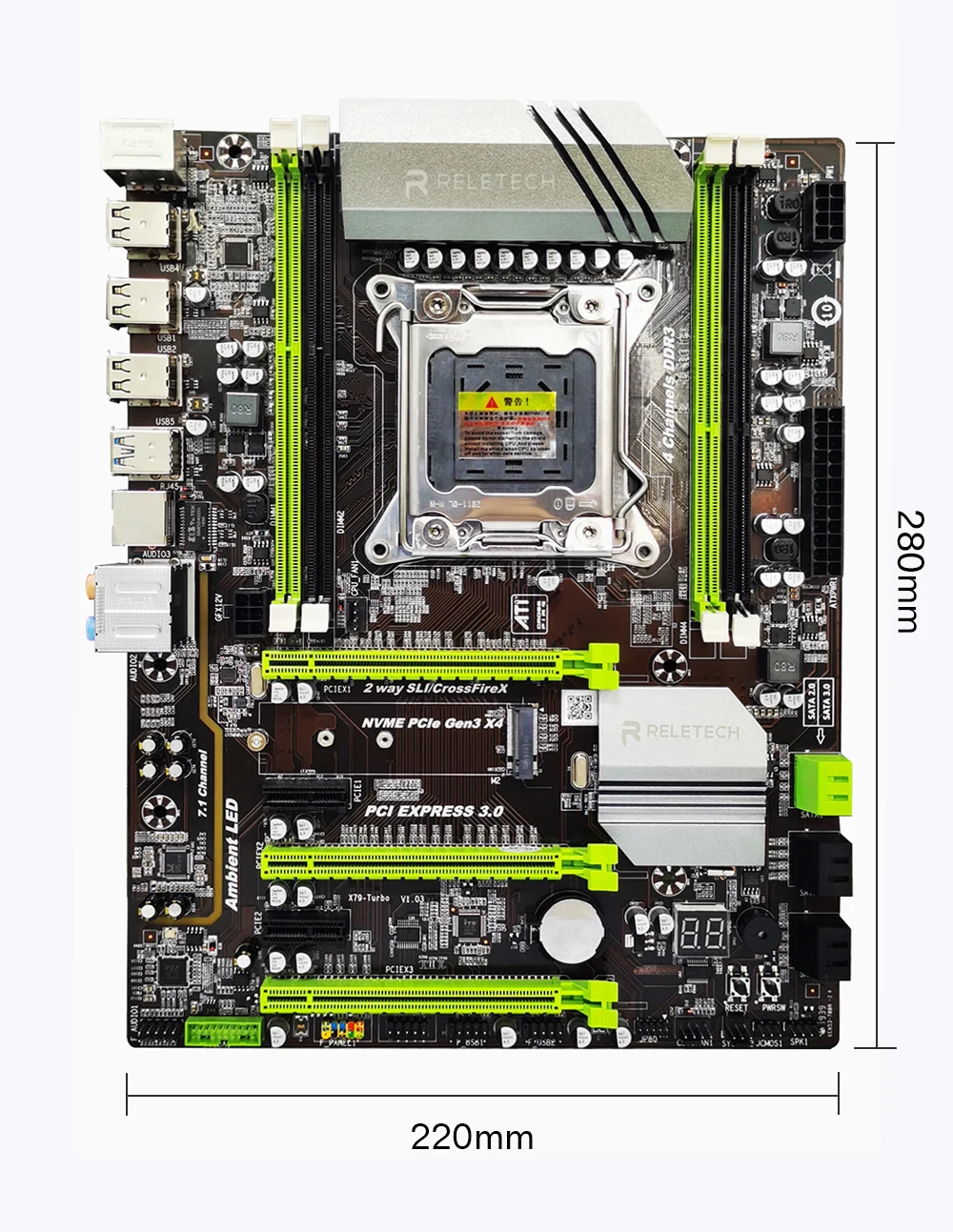 материнская плата Reletech x79 turbo lga 2011 ATX USB3.0 PCI E NVME M.2 SATA3 ssd 4xddr3 поддержка REG ECC память и