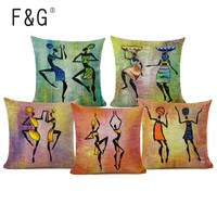 african women decorative pillowcases handpainted african art painting cushion cover linen pillows cover for home decor