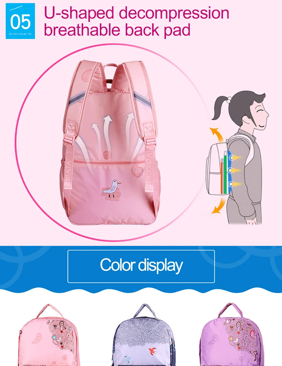 ViViSECRET/новая детская школьная сумка с мультяшным животным рисунком, студенческий Рюкзак 2-6 класса, милая детская водонепроницаемая сумка для начальной школы