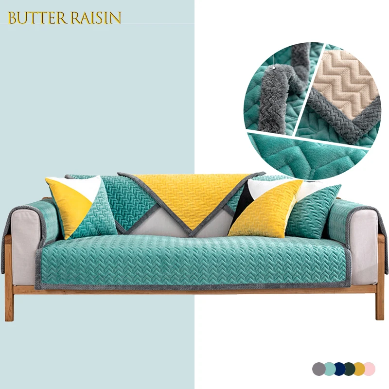 

Зимний толстый плюшевый чехол для дивана, универсальный чехол для дивана, нескользящий устойчивый угловой чехол для дивана в гостиную, дома...