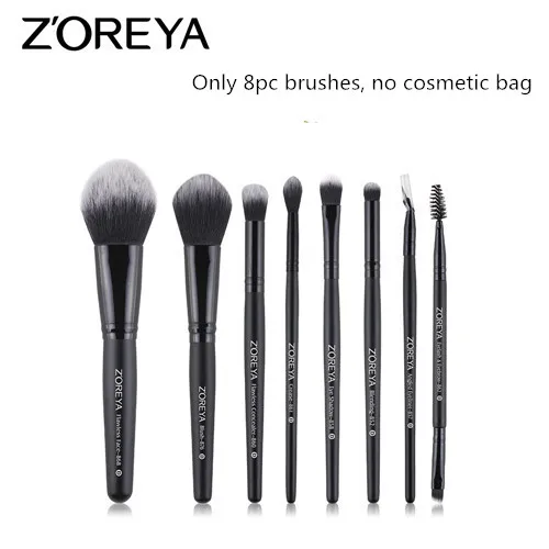 only 8pcs brushes ZOREYA набор кистей для макияжа 8 шт. кисти для макияжа с сумкой из искусственной кожи пудра Румяна Тени для век и другие кисти для глаз Новинка - Handle Color: only 8pcs brushes
