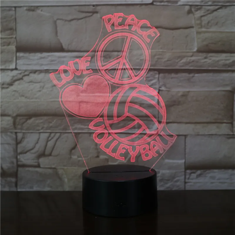 3D светодиодный ночник с изменением цвета 7 цветов Usb Декор градиенты волейбол