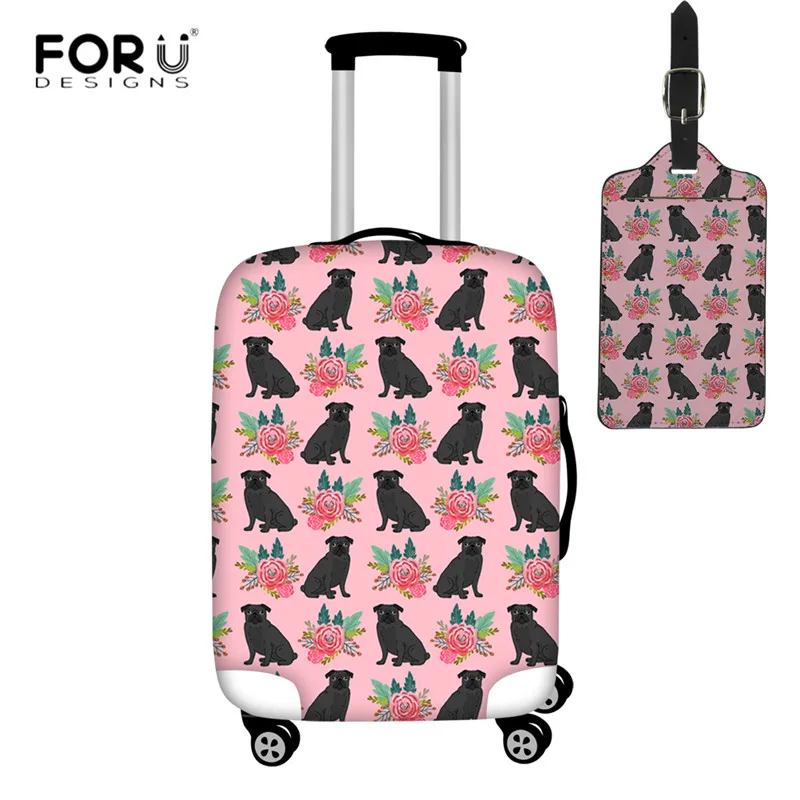 FORUDESIGNS/ дорожный Чехол для багажа, милый забавный мопс, Pupies, защита для багажа, чемодан, Защитные Чехлы, водонепроницаемый чехол - Цвет: HMA362-2pcs