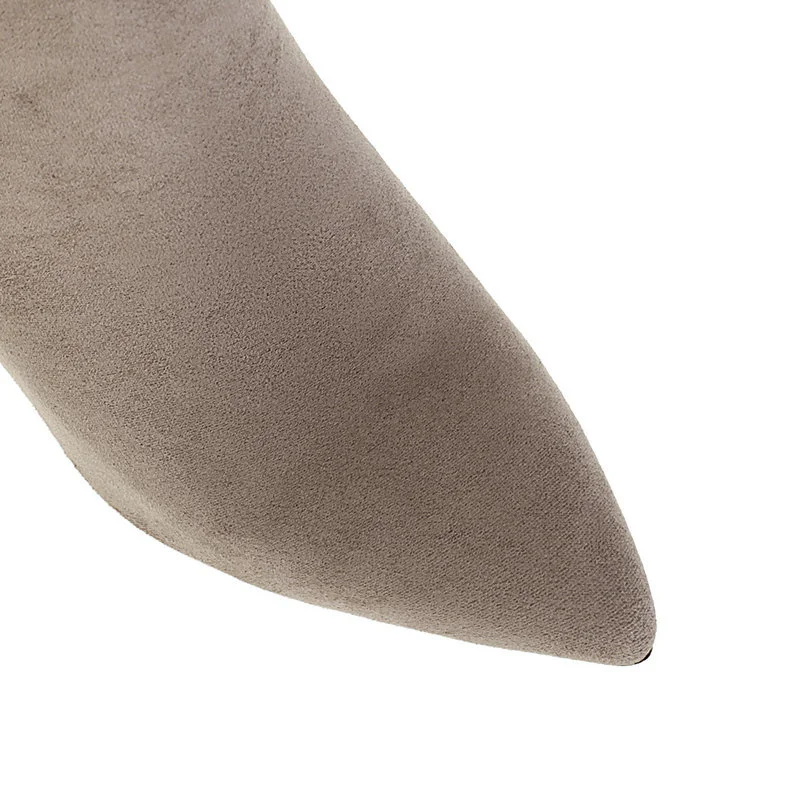 Женские сапоги до колена из искусственной замши на высоком устойчивом каблуке |