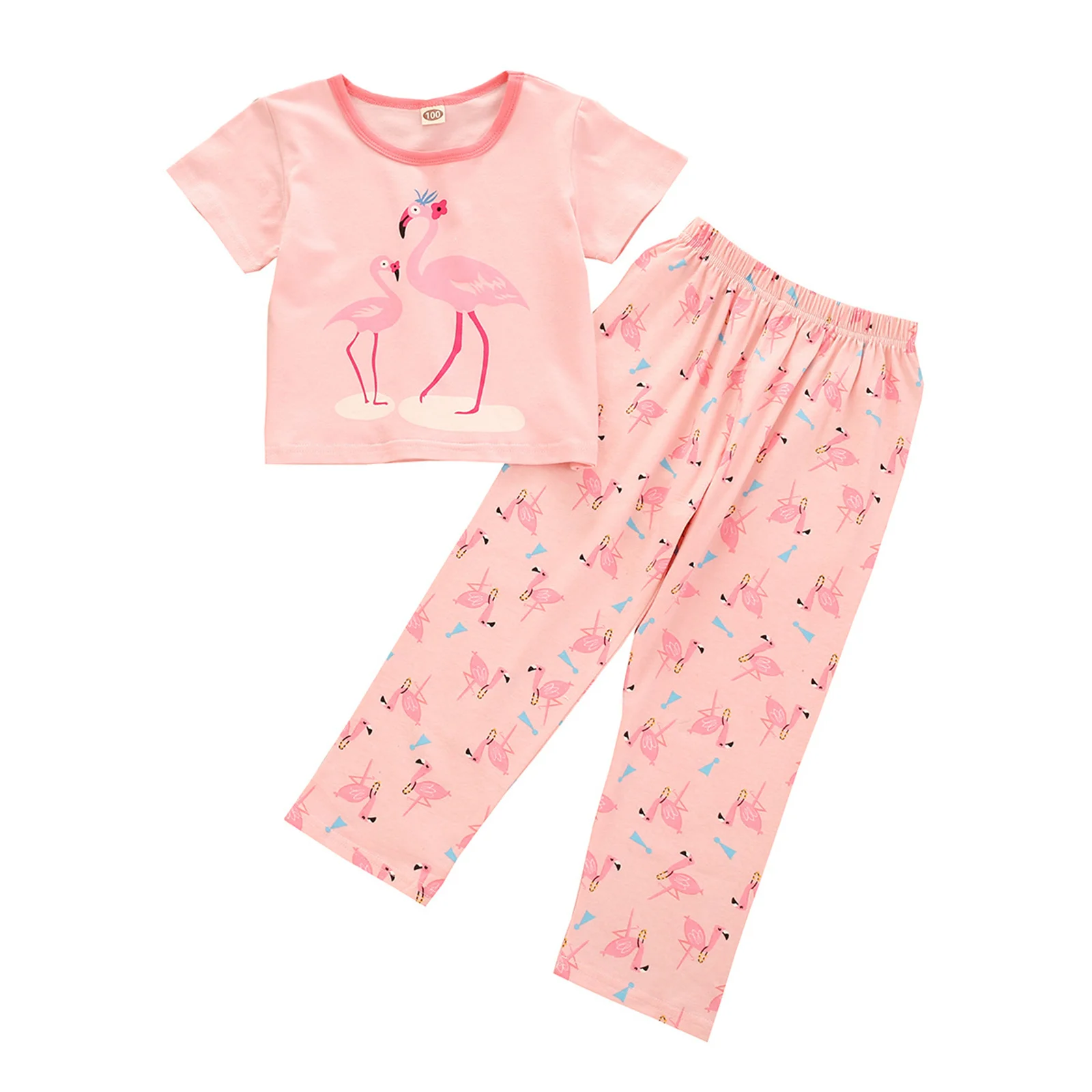 

Комплект из 2 предметов для детей ясельного возраста пижамный комплект летней повседневной одежды с короткими рукавами и мультяшным принто...