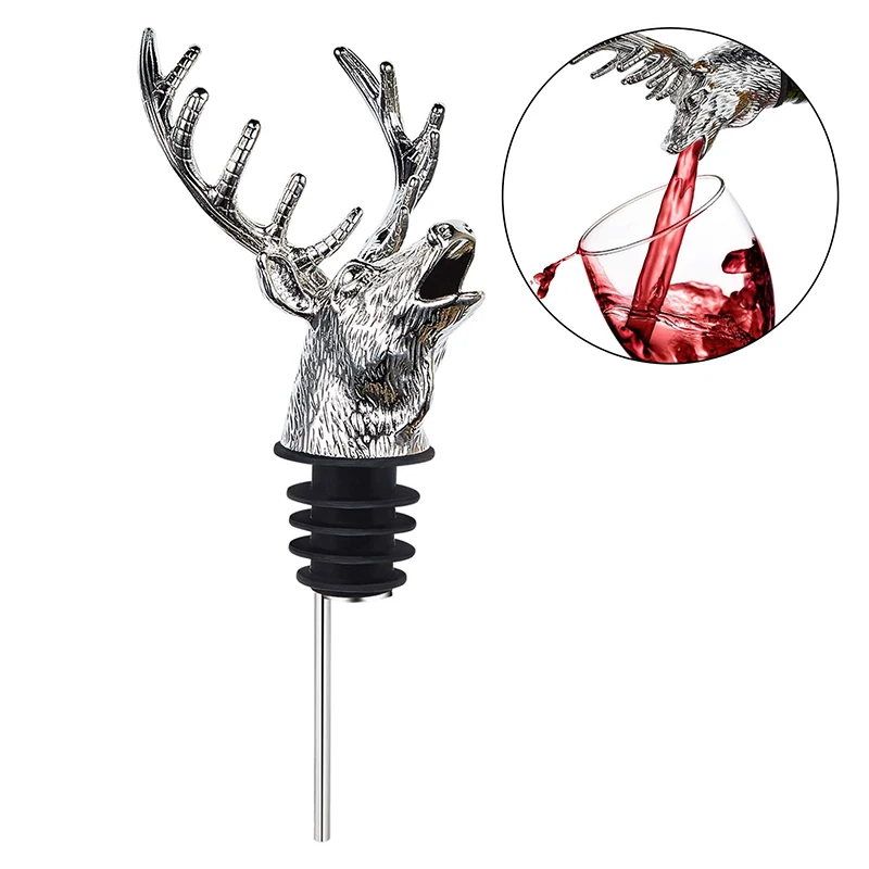 

UPORS Wine Aerator Pourer Stainless Steel Wine Pourer Deer Head Shape Champagne Stopper Dispenser for Bottle Wine Accessories